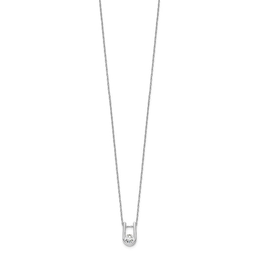 14k White Gold 1/3 carat Lab Grown Diamond VS/SI+ G+ Round Complete 18 inch U-Shape Pendant Necklace