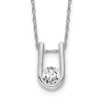 14k White Gold 1/3 carat Lab Grown Diamond VS/SI+ G+ Round Complete 18 inch U-Shape Pendant Necklace