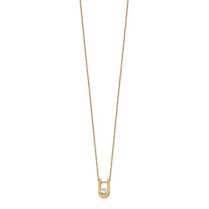 14k 1/3 carat Lab Grown Diamond VS/SI+ G+ Round Complete 18 inch U-Shape Pendant Necklace