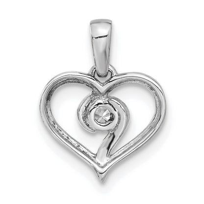 14k White Gold 1/10 carat Lab Grown Diamond VS/SI+ G+ Complete Heart Pendant