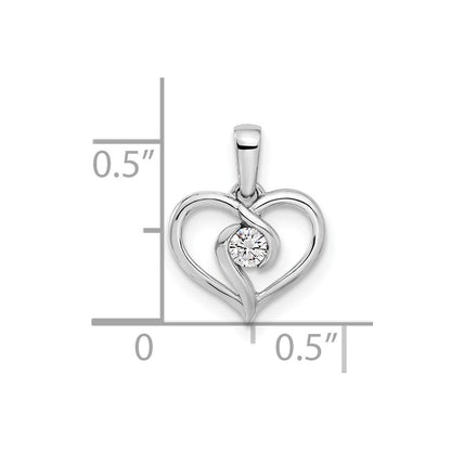 14k White Gold 1/10 carat Lab Grown Diamond VS/SI+ G+ Complete Heart Pendant