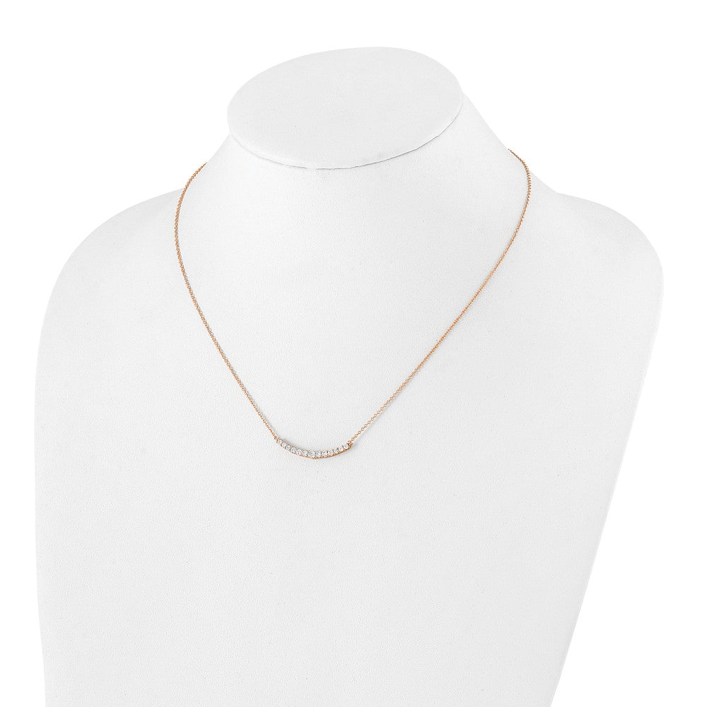 True Origin 14K Rose Gold 1/2 carat Lab Grown Diamond VS+ F+ 18 in Complete Fashion Bar Necklace