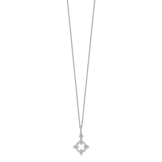 True Origin 14K White Gold 1/4 carat Lab Grown Diamond VS+ F+ Complete 18 in Bloom Floral Necklace
