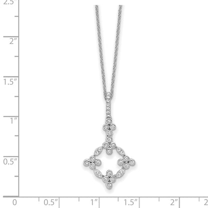 True Origin 14K White Gold 1/4 carat Lab Grown Diamond VS+ F+ Complete 18 in Bloom Floral Necklace