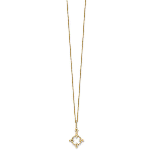 True Origin 14K Yellow Gold 1/4 carat Lab Grown Diamond VS+ F+ Complete 18 in Bloom Floral Necklace