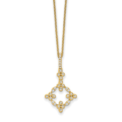 True Origin 14K Yellow Gold 1/4 carat Lab Grown Diamond VS+ F+ Complete 18 in Bloom Floral Necklace