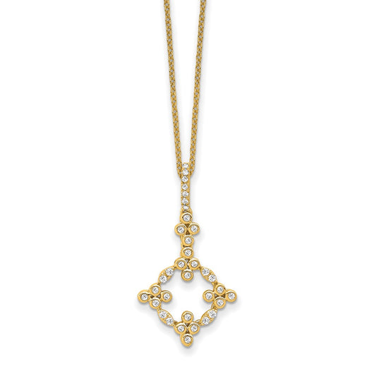 True Origin 14K Yellow Gold 1/4 carat Lab Grown Diamond VS+ F+ Complete 18 in Bloom Floral Necklace