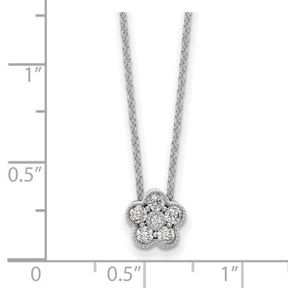 True Origin 14K White Gold 1/4 carat Lab Grown Diamond VS+ F+ Complete 18 in Floral Necklace