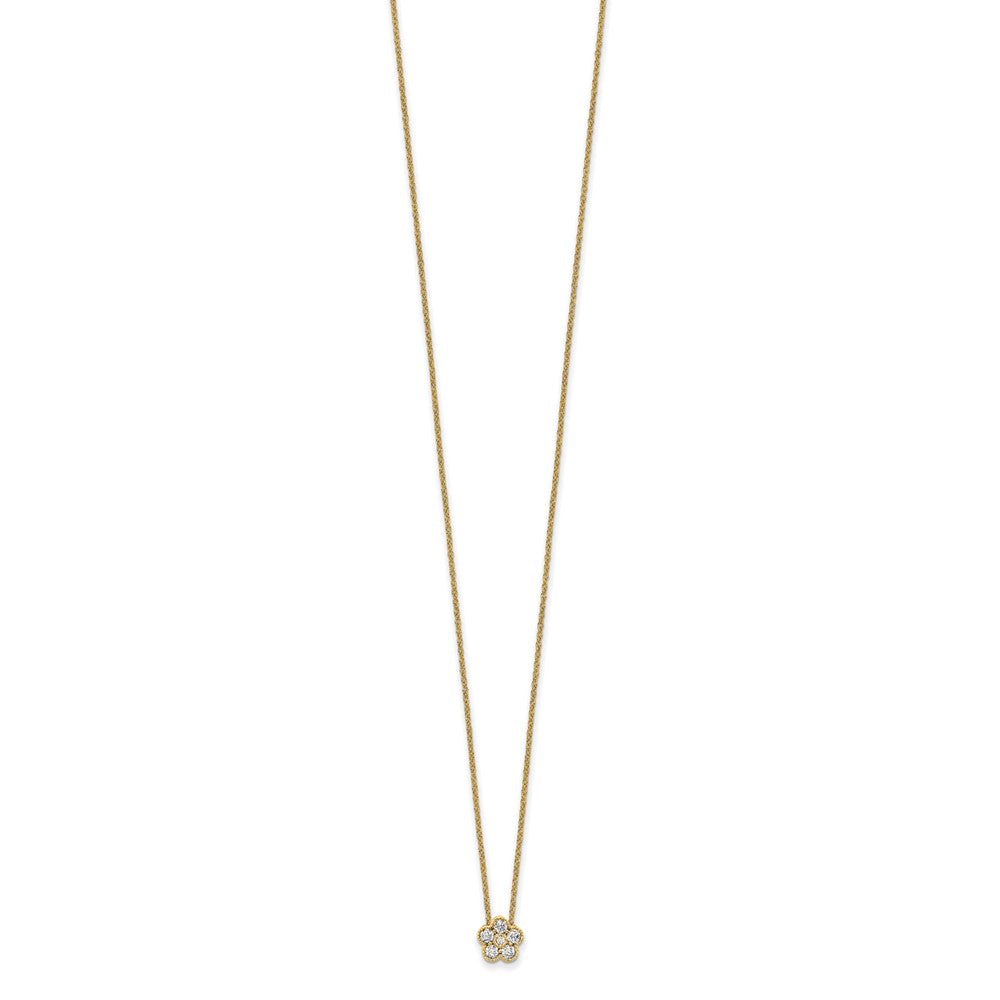 True Origin 14K Yellow Gold 1/4 carat Lab Grown Diamond VS+ F+ Complete 18 in Floral Necklace