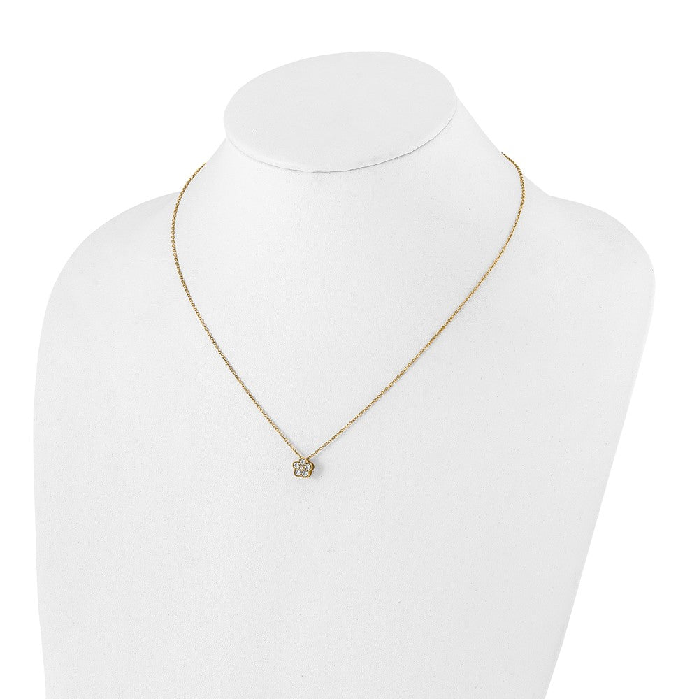 True Origin 14K Yellow Gold 1/4 carat Lab Grown Diamond VS+ F+ Complete 18 in Floral Necklace