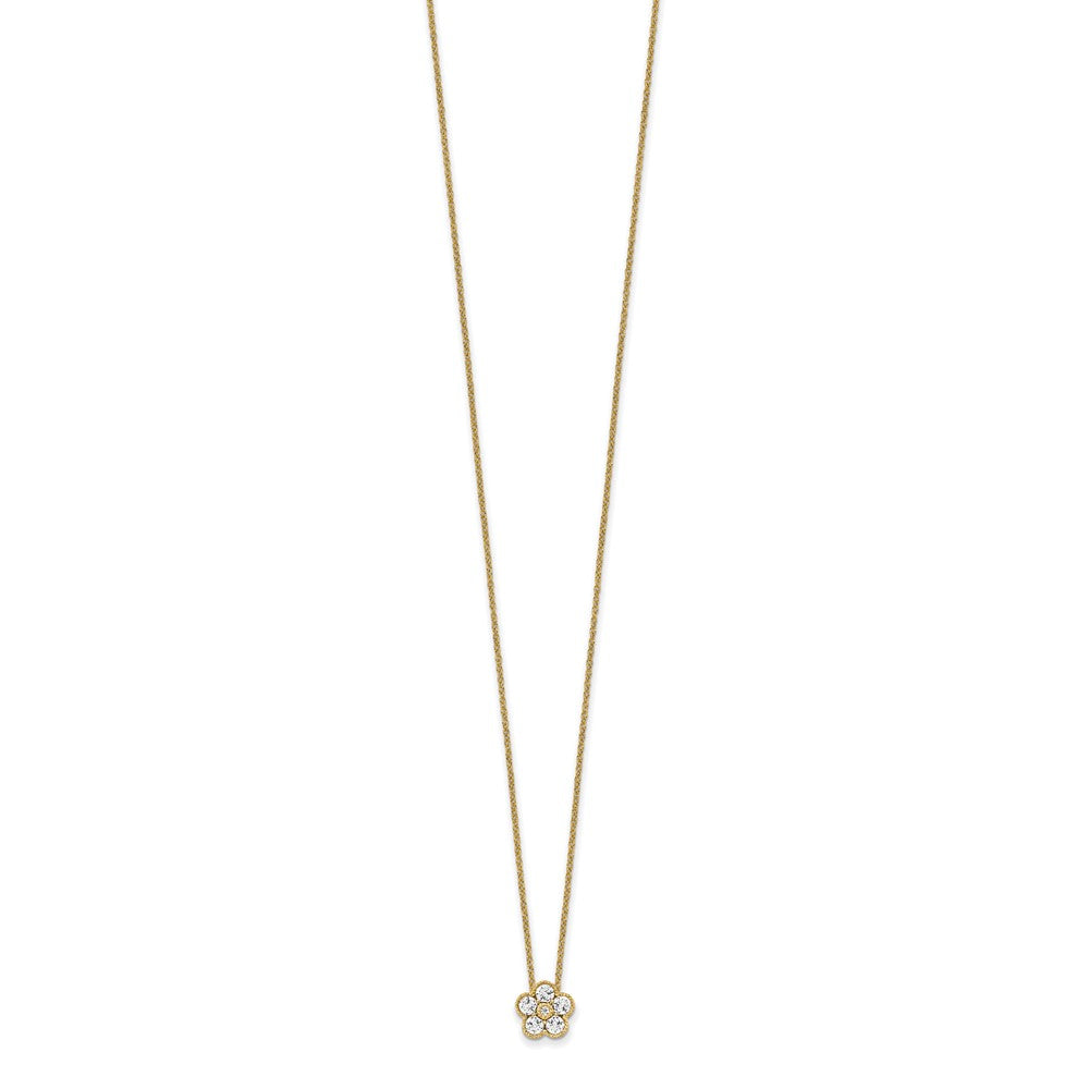 True Origin 14K Yellow Gold 1/2 carat Lab Grown Diamond VS+ F+ Complete 18 in Floral Necklace