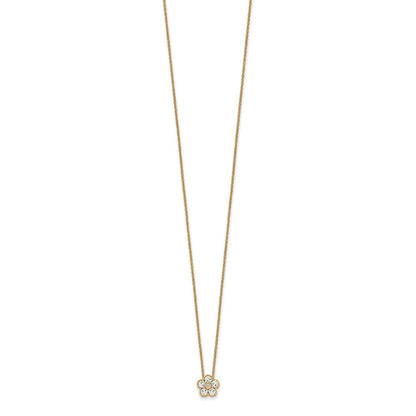 True Origin 14K Yellow Gold 1/2 carat Lab Grown Diamond VS+ F+ Complete 18 in Floral Necklace