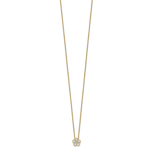 True Origin 14K Yellow Gold 1/2 carat Lab Grown Diamond VS+ F+ Complete 18 in Floral Necklace