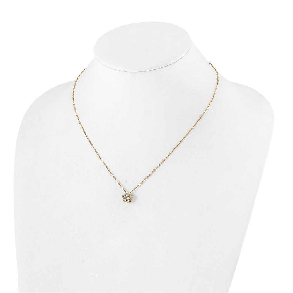 True Origin 14K Yellow Gold 1/2 carat Lab Grown Diamond VS+ F+ Complete 18 in Floral Necklace