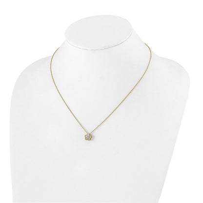 True Origin 14K Yellow Gold 1/2 carat Lab Grown Diamond VS+ F+ Complete 18 in Floral Necklace