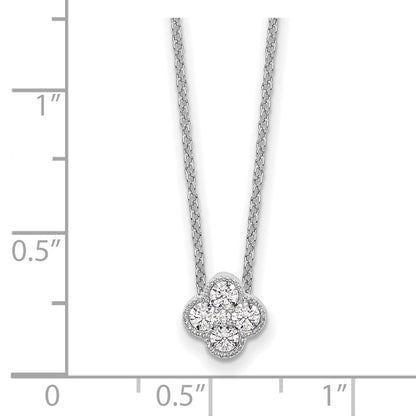 True Origin 14K White Gold 1/4 carat Lab Grown Diamond VS+ F+ Complete 18 in Bloom Floral Necklace