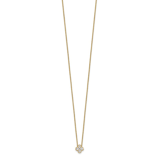 True Origin 14K Yellow Gold 1/2 carat Lab Grown Diamond VS+ F+ Complete 18 in Bloom Floral Necklace