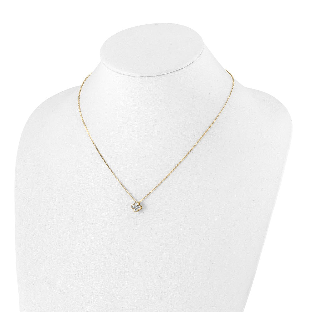 True Origin 14K Yellow Gold 1/2 carat Lab Grown Diamond VS+ F+ Complete 18 in Bloom Floral Necklace