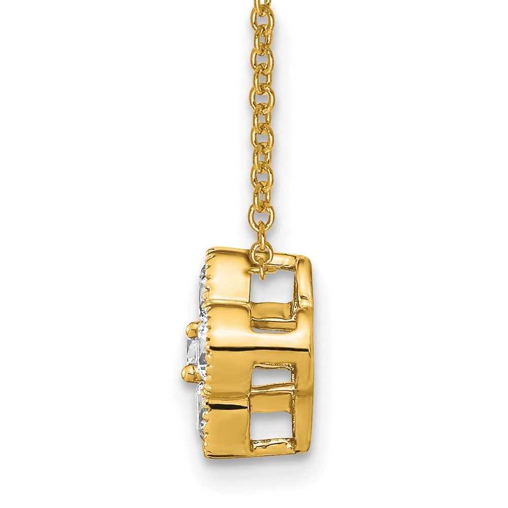 True Origin 14K Yellow Gold 1/2 carat Lab Grown Diamond VS+ F+ Complete 18 in Bloom Floral Necklace