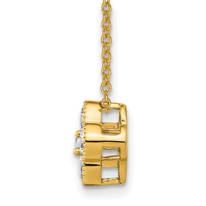 True Origin 14K Yellow Gold 1/2 carat Lab Grown Diamond VS+ F+ Complete 18 in Bloom Floral Necklace