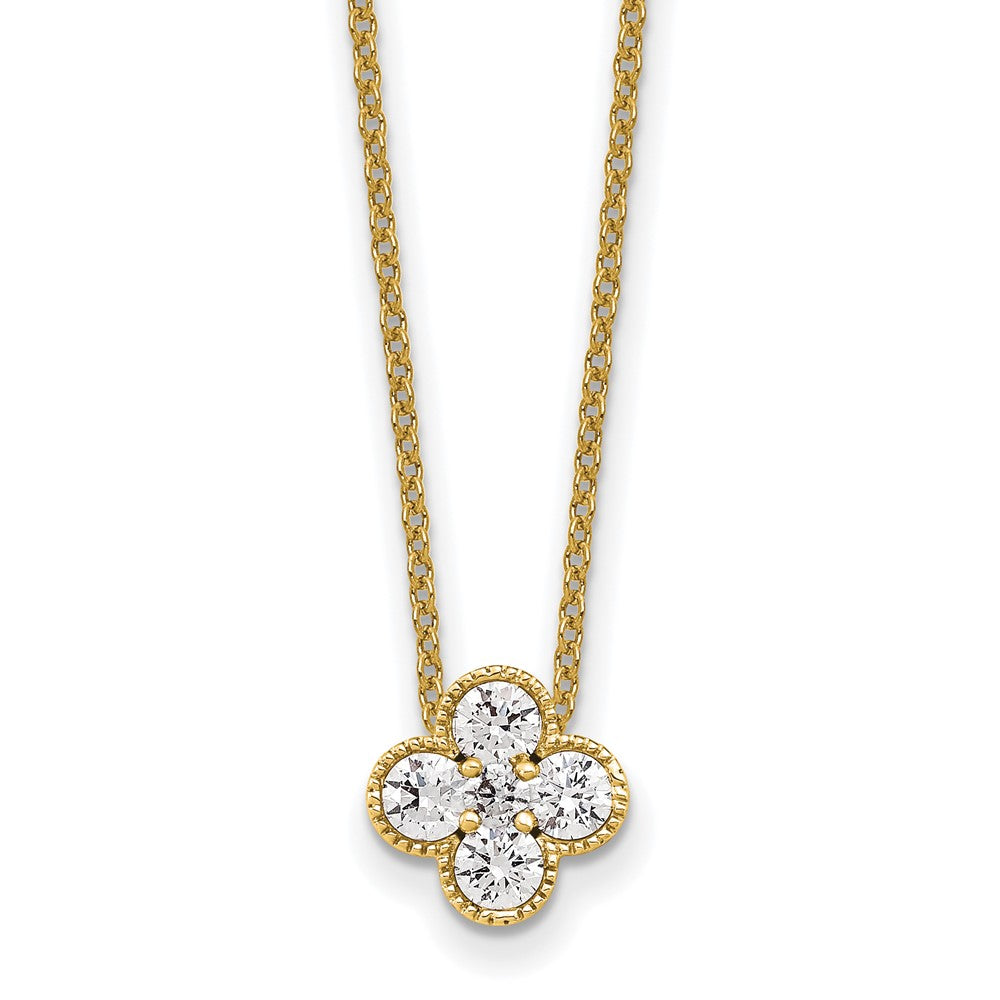 True Origin 14K Yellow Gold 1/2 carat Lab Grown Diamond VS+ F+ Complete 18 in Bloom Floral Necklace