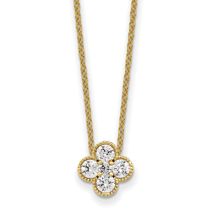 True Origin 14K Yellow Gold 1/2 carat Lab Grown Diamond VS+ F+ Complete 18 in Bloom Floral Necklace