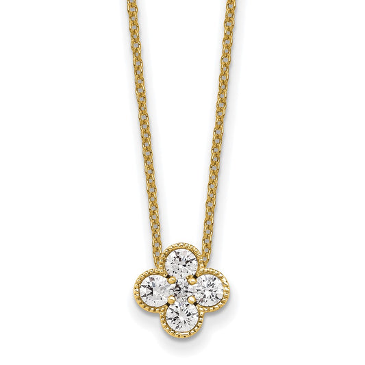 True Origin 14K Yellow Gold 1/2 carat Lab Grown Diamond VS+ F+ Complete 18 in Bloom Floral Necklace