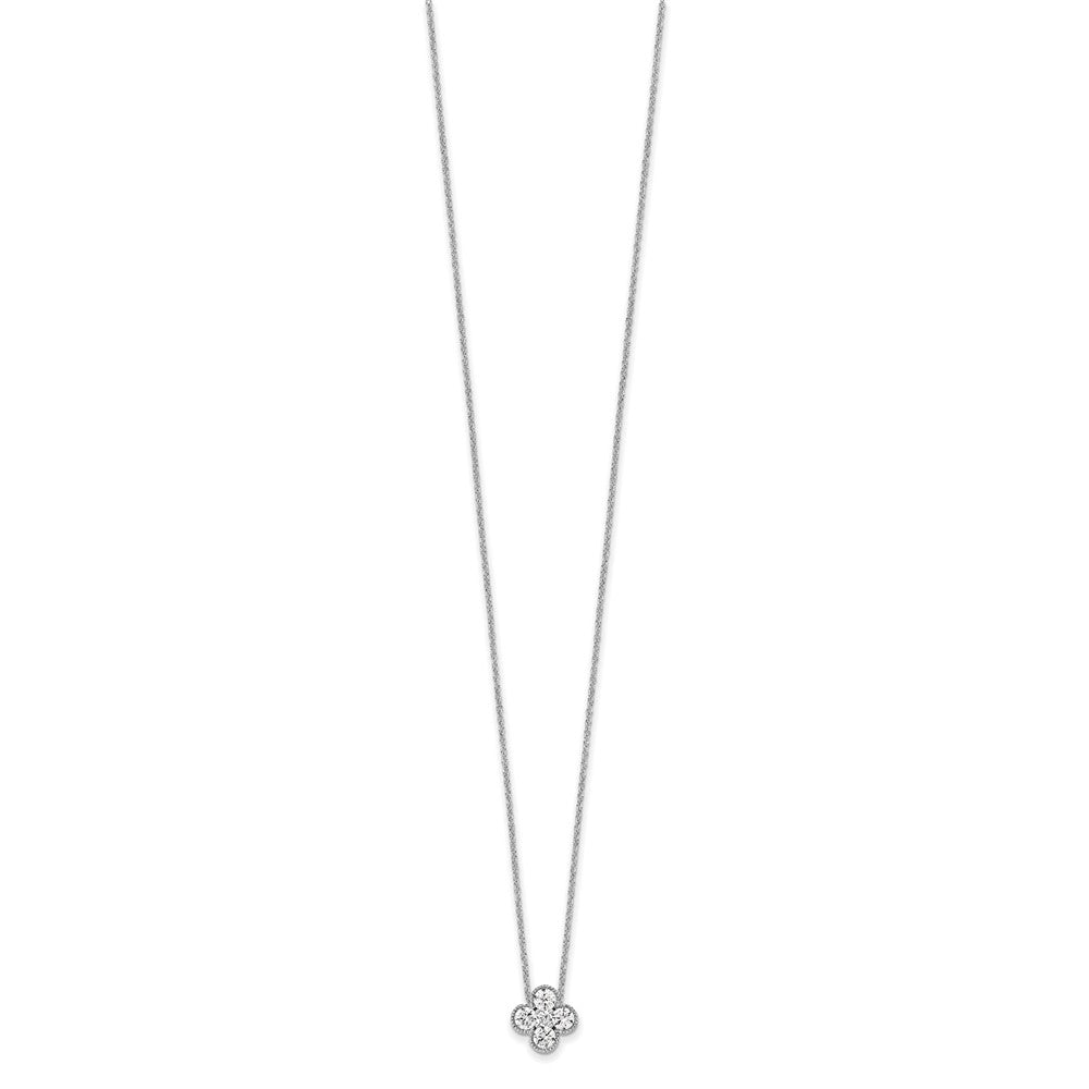 True Origin 14K White Gold 3/4 carat Lab Grown Diamond VS+ F+ Complete 18 in Bloom Floral Necklace