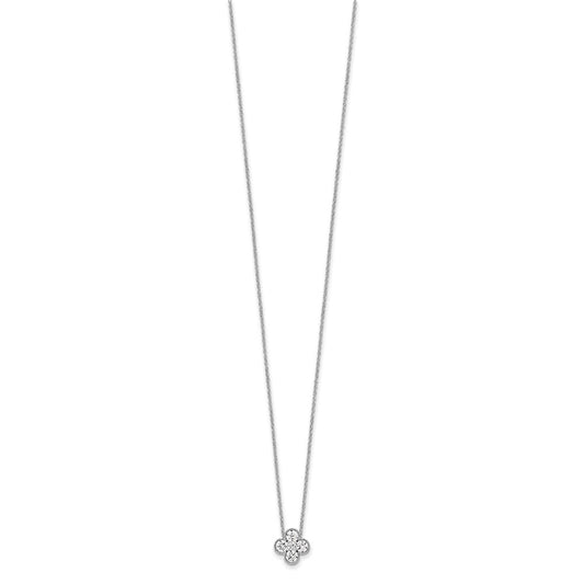 True Origin 14K White Gold 3/4 carat Lab Grown Diamond VS+ F+ Complete 18 in Bloom Floral Necklace