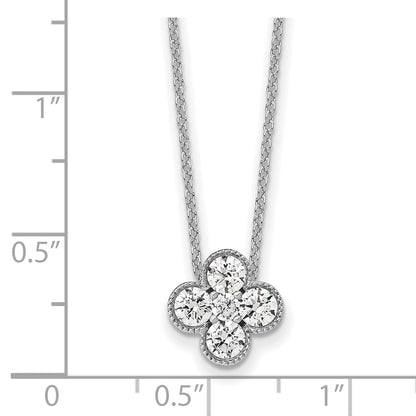 True Origin 14K White Gold 3/4 carat Lab Grown Diamond VS+ F+ Complete 18 in Bloom Floral Necklace