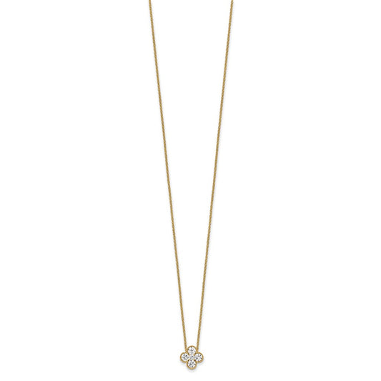 True Origin 14K Yellow Gold 3/4 carat Lab Grown Diamond VS+ F+ Complete 18 in Bloom Floral Necklace