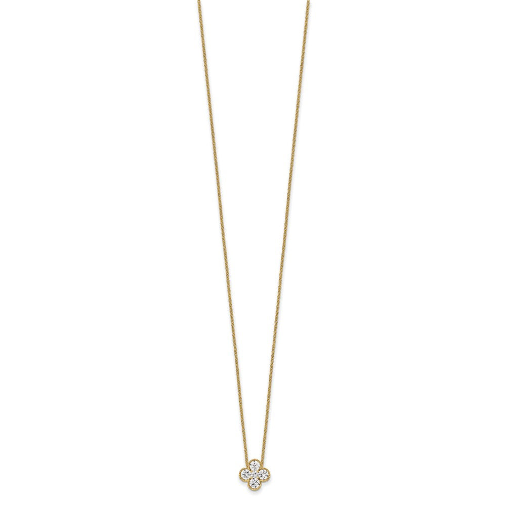 True Origin 14K Yellow Gold 3/4 carat Lab Grown Diamond VS+ F+ Complete 18 in Bloom Floral Necklace