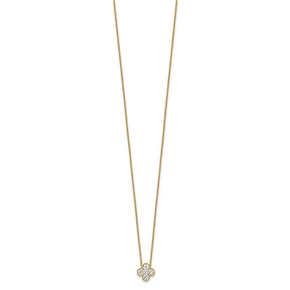 True Origin 14K Yellow Gold 3/4 carat Lab Grown Diamond VS+ F+ Complete 18 in Bloom Floral Necklace