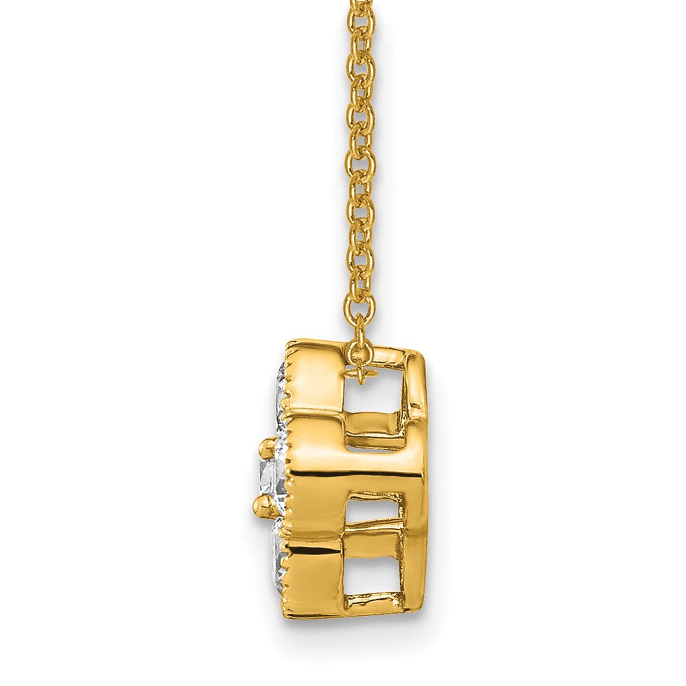 True Origin 14K Yellow Gold 3/4 carat Lab Grown Diamond VS+ F+ Complete 18 in Bloom Floral Necklace