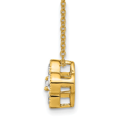 True Origin 14K Yellow Gold 3/4 carat Lab Grown Diamond VS+ F+ Complete 18 in Bloom Floral Necklace