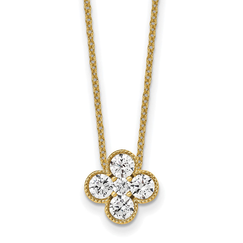 True Origin 14K Yellow Gold 3/4 carat Lab Grown Diamond VS+ F+ Complete 18 in Bloom Floral Necklace