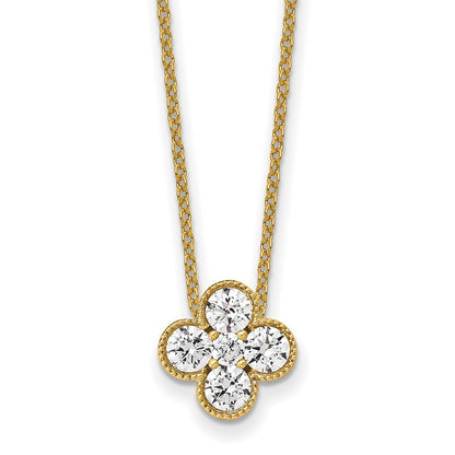 True Origin 14K Yellow Gold 3/4 carat Lab Grown Diamond VS+ F+ Complete 18 in Bloom Floral Necklace