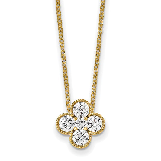 True Origin 14K Yellow Gold 3/4 carat Lab Grown Diamond VS+ F+ Complete 18 in Bloom Floral Necklace