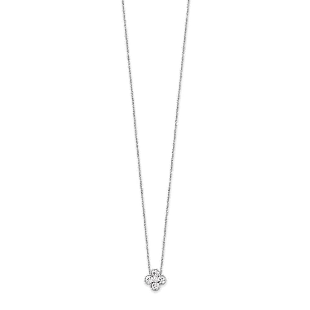 True Origin 14K White Gold 1 carat Lab Grown Diamond VS+ F+ Complete 18 in Bloom Floral Necklace
