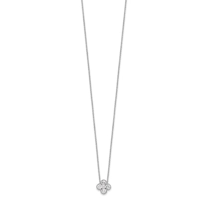 True Origin 14K White Gold 1 carat Lab Grown Diamond VS+ F+ Complete 18 in Bloom Floral Necklace
