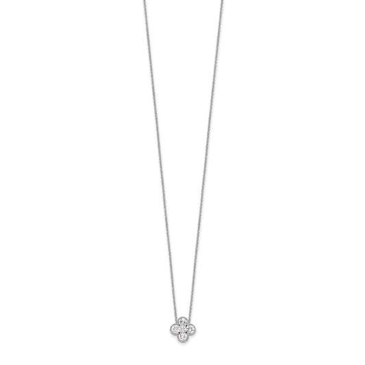 True Origin 14K White Gold 1 carat Lab Grown Diamond VS+ F+ Complete 18 in Bloom Floral Necklace