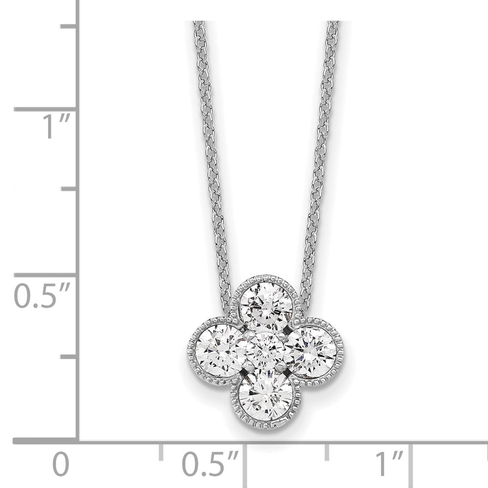 True Origin 14K White Gold 1 carat Lab Grown Diamond VS+ F+ Complete 18 in Bloom Floral Necklace