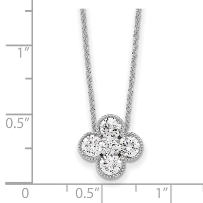 True Origin 14K White Gold 1 carat Lab Grown Diamond VS+ F+ Complete 18 in Bloom Floral Necklace