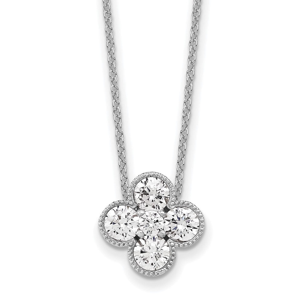 True Origin 14K White Gold 1 carat Lab Grown Diamond VS+ F+ Complete 18 in Bloom Floral Necklace
