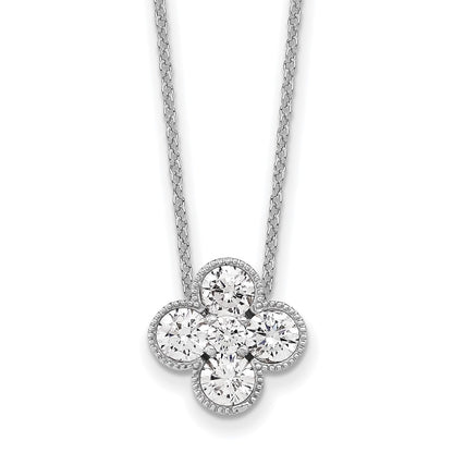 True Origin 14K White Gold 1 carat Lab Grown Diamond VS+ F+ Complete 18 in Bloom Floral Necklace