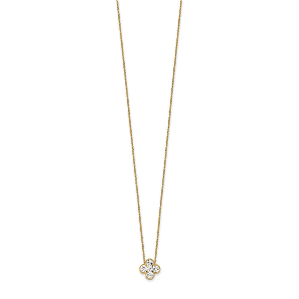 True Origin 14K Yellow Gold 1 carat Lab Grown Diamond VS+ F+ Complete 18 in Bloom Floral Necklace