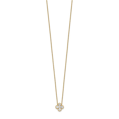 True Origin 14K Yellow Gold 1 carat Lab Grown Diamond VS+ F+ Complete 18 in Bloom Floral Necklace