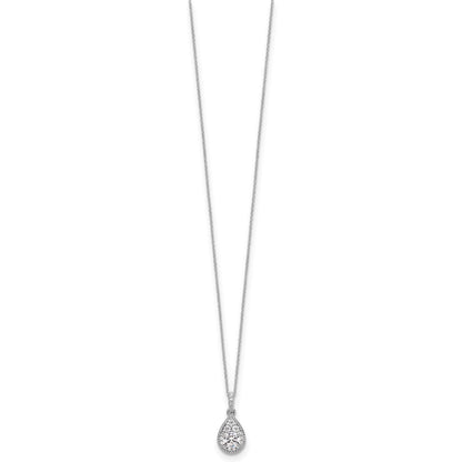 10k White Gold 1/2 carat Lab Grown Diamond VS/SI+ G+ Complete 18 inch Teardrop Halo Pendant Necklace