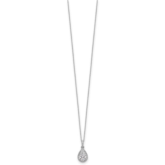 14k White Gold 1/2 carat Lab Grown Diamond VS/SI+ G+ Complete 18 inch Teardrop Halo Pendant Necklace