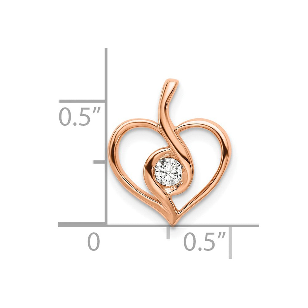 14k Rose Gold 1/10 carat Lab Grown Diamond VS/SI+ G+ Complete Bezel Open Heart Pendant